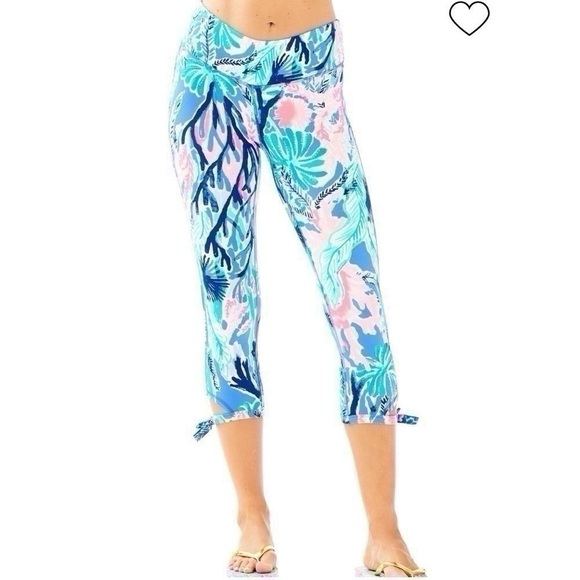 Lilly Pulitzer 21” Luxletic Gemma Weekender Cropped Legging Multi Jet Stream XS - Picture 5 of 8